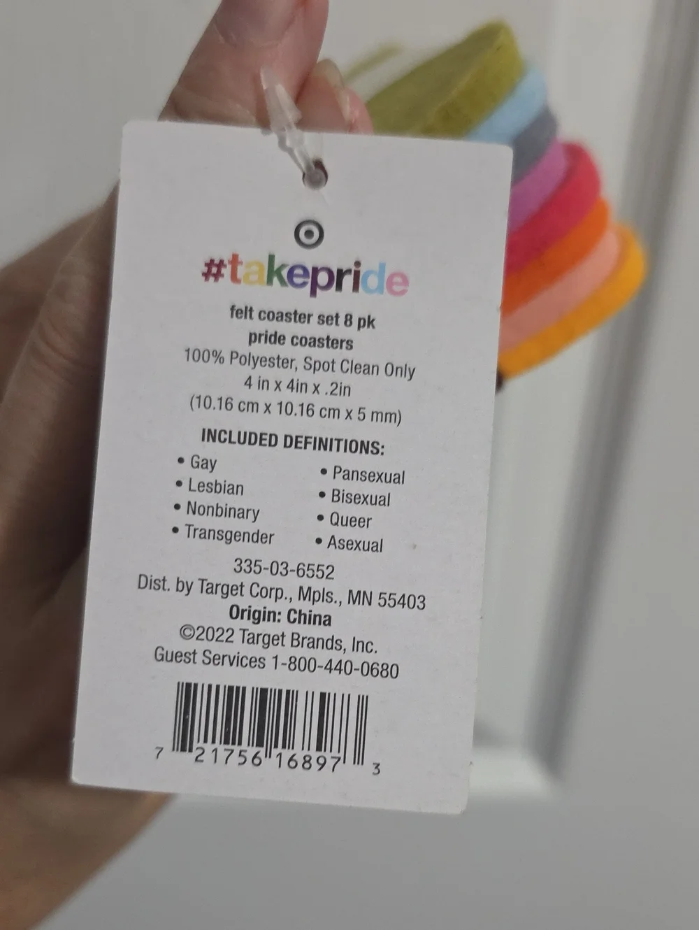 New Target Pride Collection Spectrum of Pride Felt Coasters 8 Pack